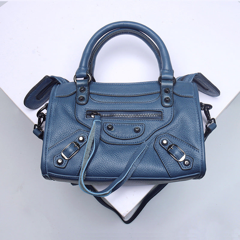Top Grain Leather Inspired Le City Bag Ladies Zipper Handbag