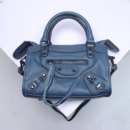Top Grain Leather Inspired Le City Bag Ladies Zipper Handbag