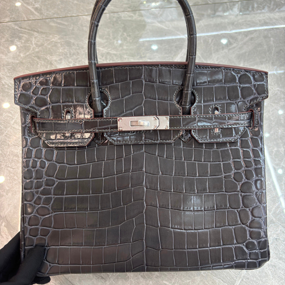 Crocodile Pattern Glossy Leather Handbags for Woman