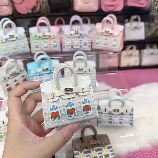 Inspired Faubourg Mini Burkin House Multicolor Leather Handbag Charm | Presale