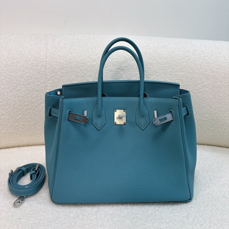 New Colors Genuine Leather Inspired Berkin Bag Silver Hardware | Automatic 15% OFF at Checkout