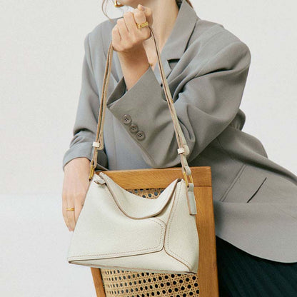Genuine Leather Geometric Crossbody Bag for Woman