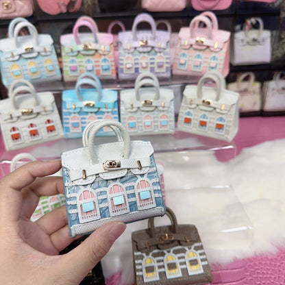 Inspired Faubourg Mini Burkin House Multicolor Leather Handbag Charm | Presale