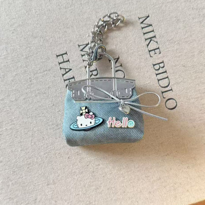 Inspired Baby Berkin Mini Bag Charm with Kitty Cat