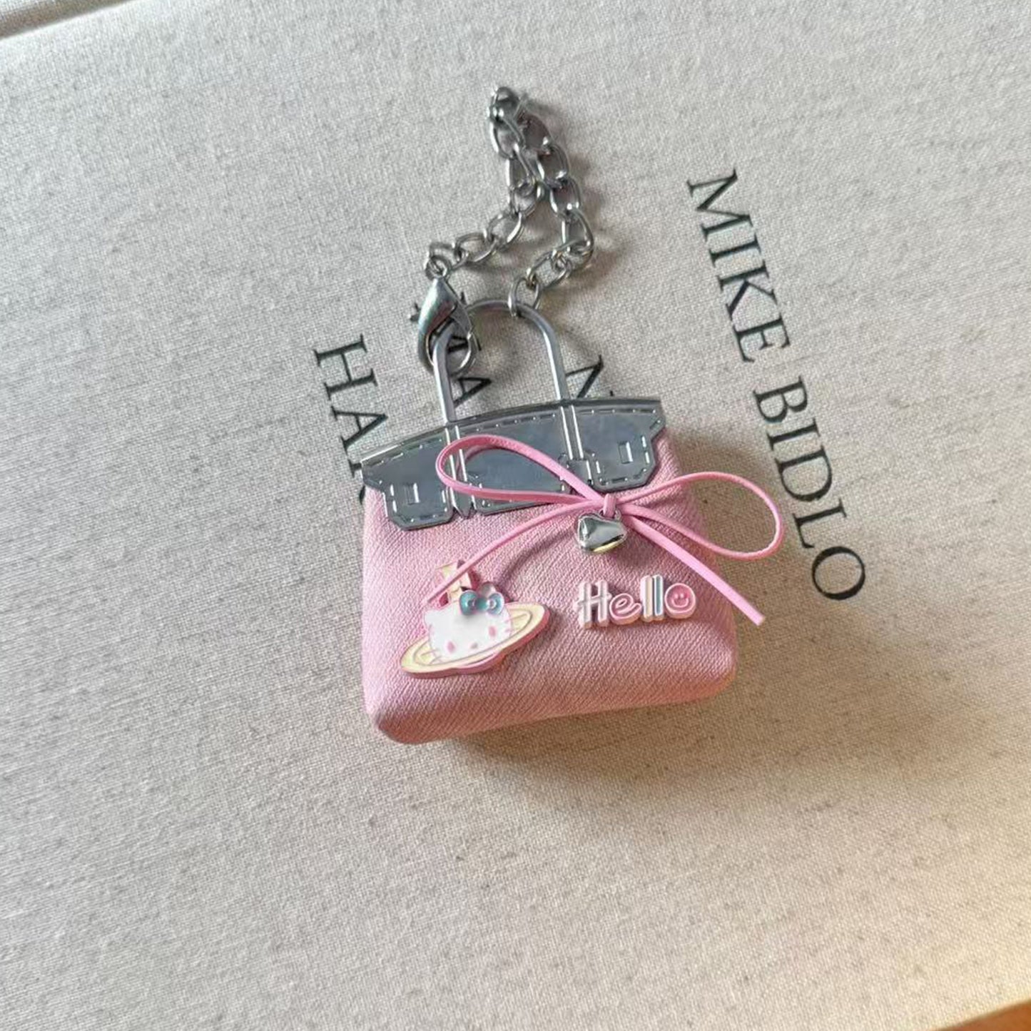 Inspired Baby Berkin Mini Bag Charm with Kitty Cat