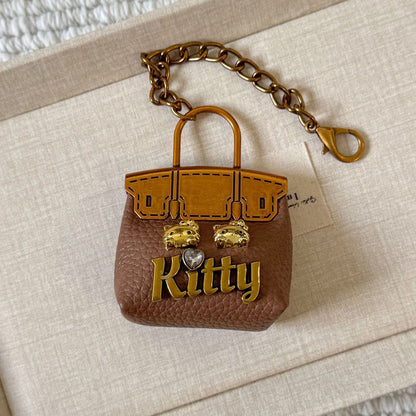 Inspired Baby Berkin Mini Bag Charm with Kitty Cat