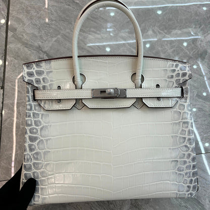 Crocodile Pattern Glossy Leather Handbags for Woman