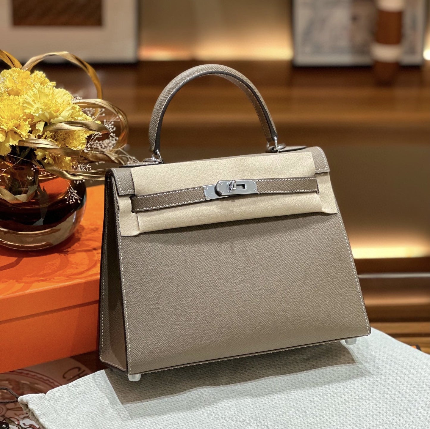 Top Grain Leather Epsom Inspired Kelli Handbag | Automatic 15% OFF at Checkout