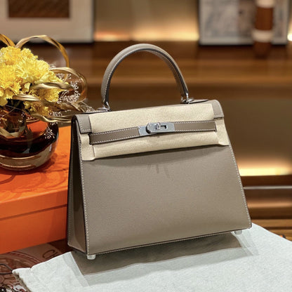 Top Grain Leather Epsom Inspired Kelli Handbag | Automatic 15% OFF at Checkout