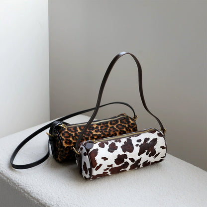 Chic Fur Leather Women Cylinder Bag
