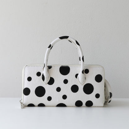 Fur Leather Polka Dot Small Clutch Handbag