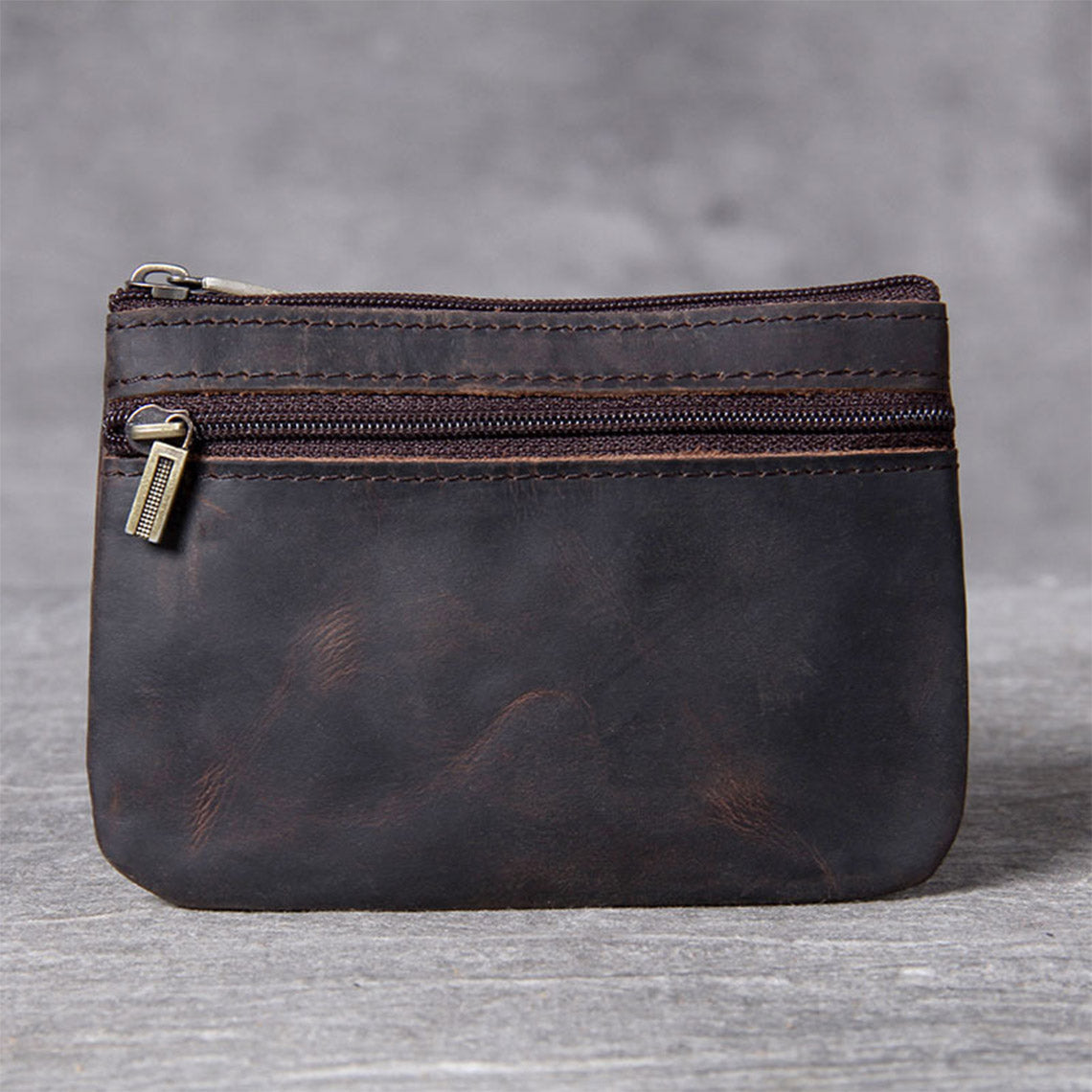 Crazy Horse Leather Small Zip Wallet
