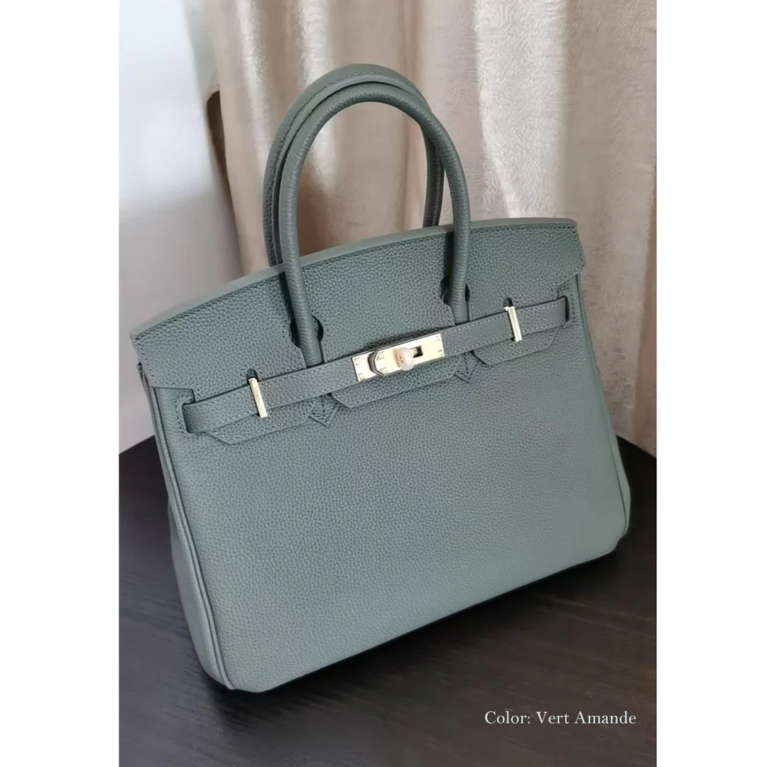 Top Grain Leather Inspired Berkin Handbag Golden Hardware | Automatic 20% OFF at Checkout