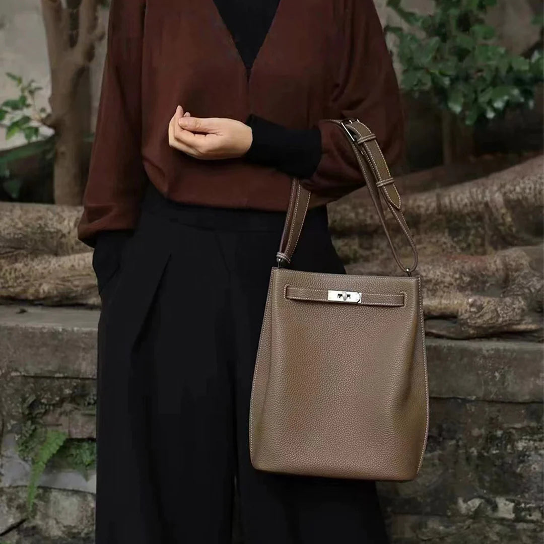 Inspired So Kelli Bucket Bag Top Grain Leather Shoulder Bag