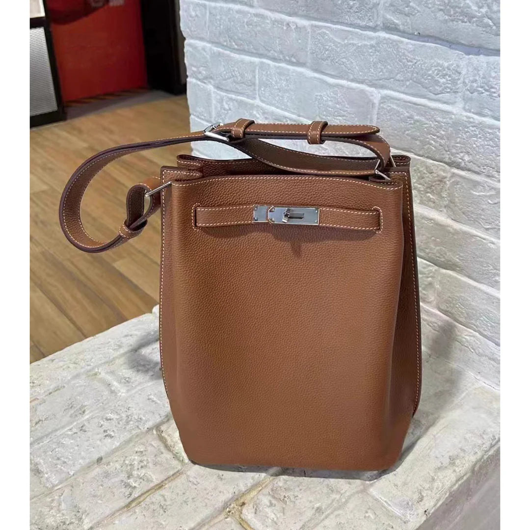 Inspired So Kelli Bucket Bag Top Grain Leather Shoulder Bag