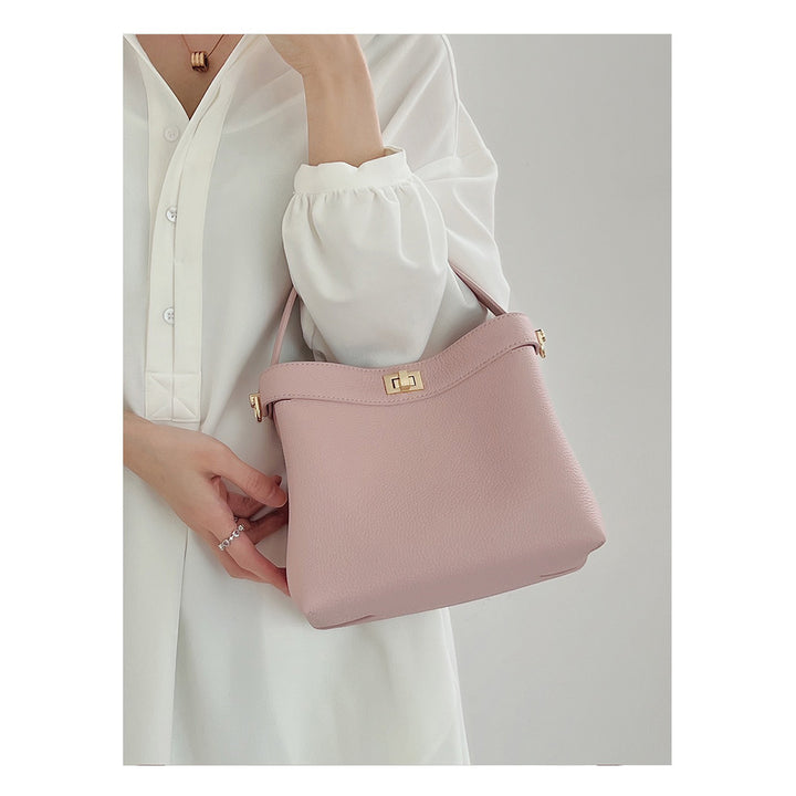 Togo Leather Top Handle Bag Small Bucket Bag