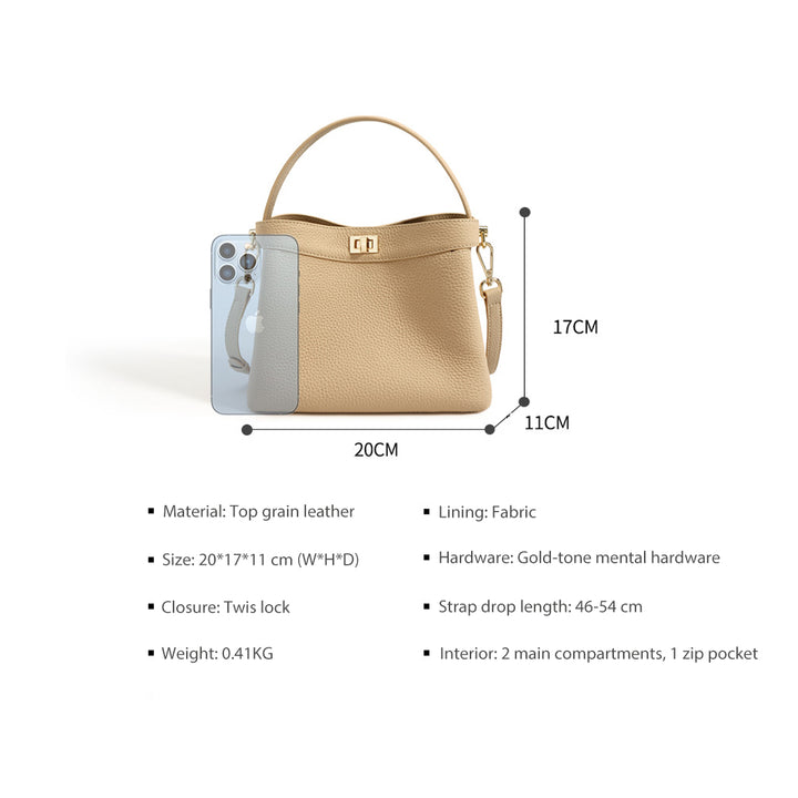 Togo Leather Top Handle Bag Small Bucket Bag