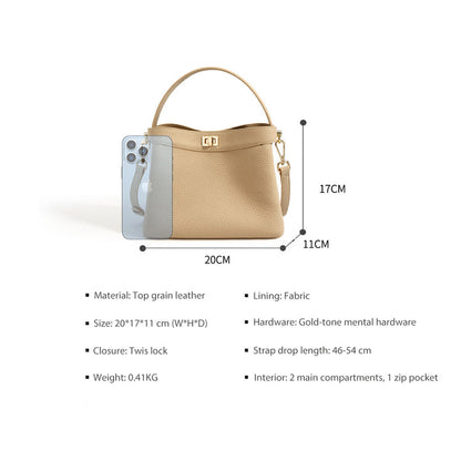 Togo Leather Top Handle Bag Small Bucket Bag