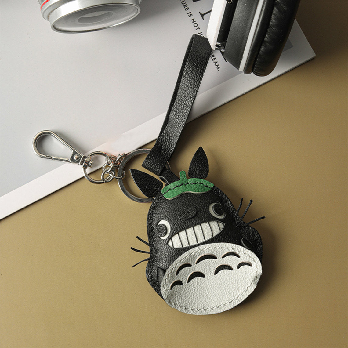 Black Totoro Leather Keychain | Easy and Fun Leather Kits for Beginners