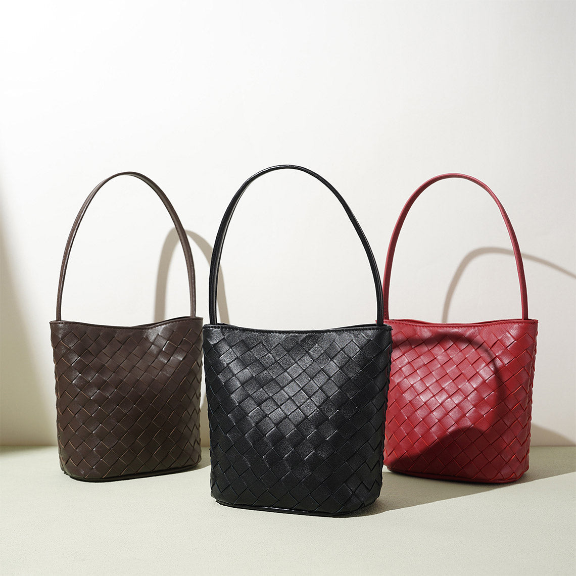 Sheep Leather Small Woven Tote Bag