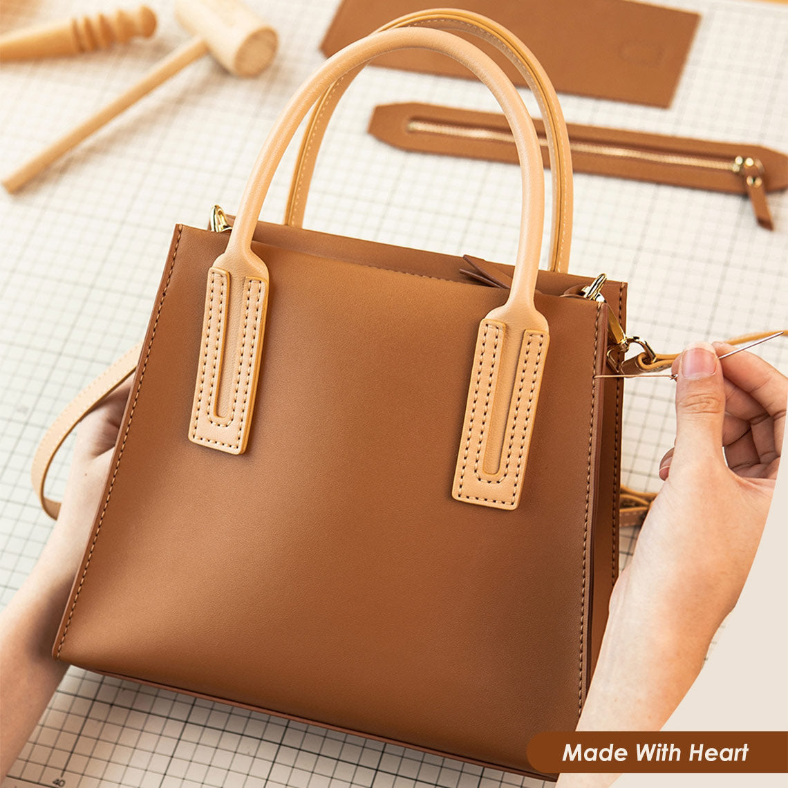 DIY Leather Shoulder Bag Kit for Women - Red Black Brown – HANDSEWGIFT