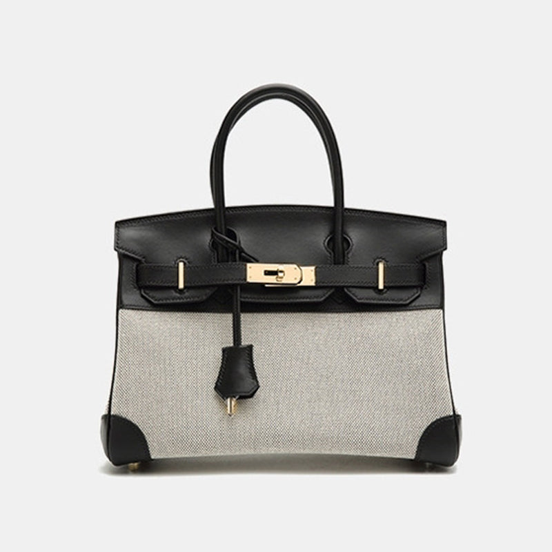 Inspired Berkin Toile Bag Canvas & Togo Leather Handbags