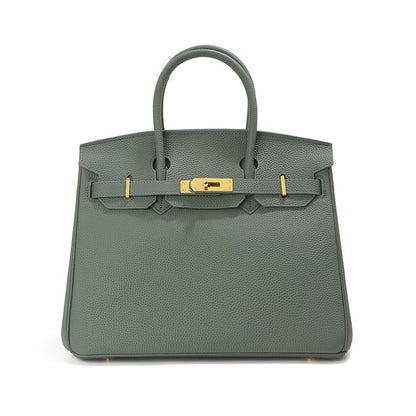 Top Grain Leather Inspired Berkin Handbag Golden Hardware | Automatic 15% OFF at Checkout