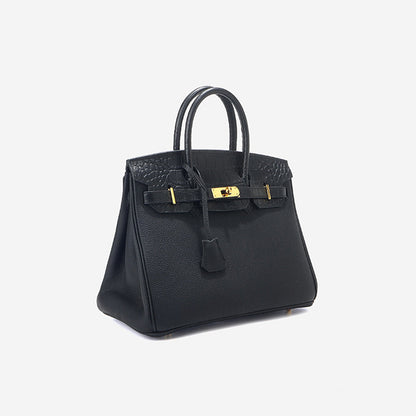 Black leather handbag with gold hardware | soft leather bags