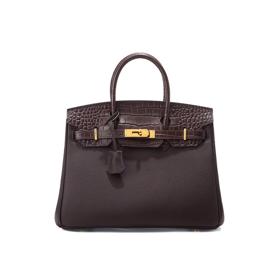 Dark brown leather handbag | Luxury leather handbags