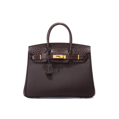 Dark brown leather handbag | Luxury leather handbags