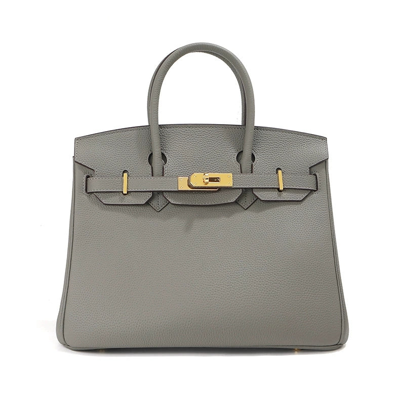 Top Grain Leather Inspired Berkin Handbag Golden Hardware | Automatic 15% OFF at Checkout