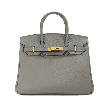 Top Grain Leather Inspired Berkin Handbag Golden Hardware | Automatic 15% OFF at Checkout