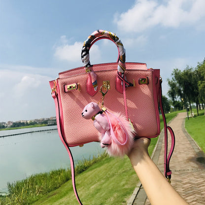 Top Grain Leather Inspired Berkin Bag Bi Color Handbag Woman