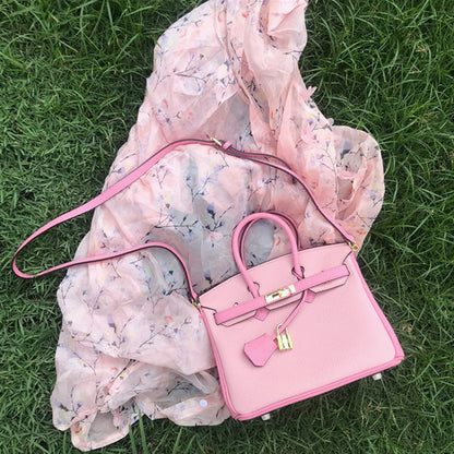Top Grain Leather Inspired Berkin Bag Bi Color Handbag Woman