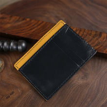 Load image into Gallery viewer, Black &amp; Brown Handmade Leather Card Holder for Men - POPSEWING™

