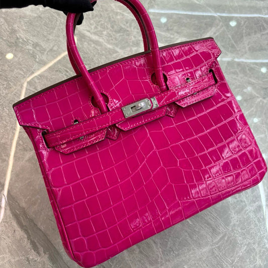 Crocodile Pattern Glossy Leather Handbags for Woman