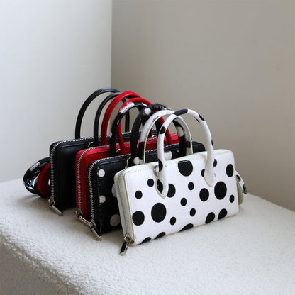 Fur Leather Polka Dot Small Clutch Handbag