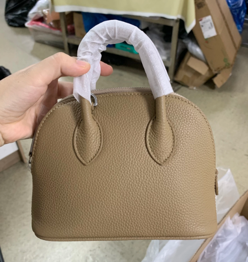 Top Grain Leather Mini Bowling Handbag