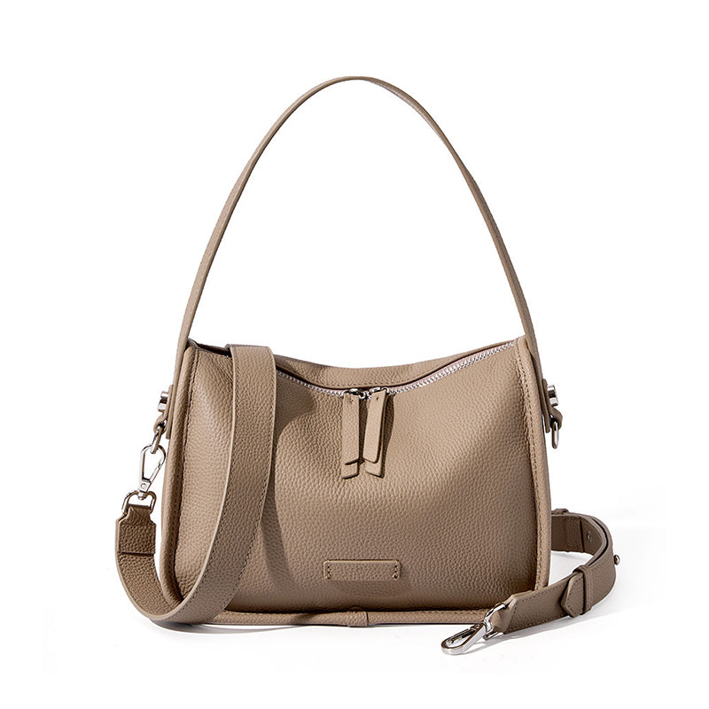 Top Grain Leather Handbag with Detachable and Adjustable Strap