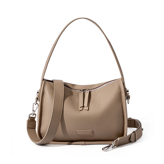 Top Grain Leather Handbag with Detachable and Adjustable Strap