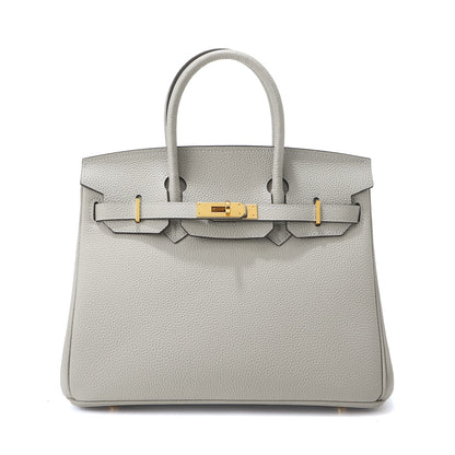 Top Grain Leather Inspired Berkin Handbag Golden Hardware | Automatic 15% OFF at Checkout