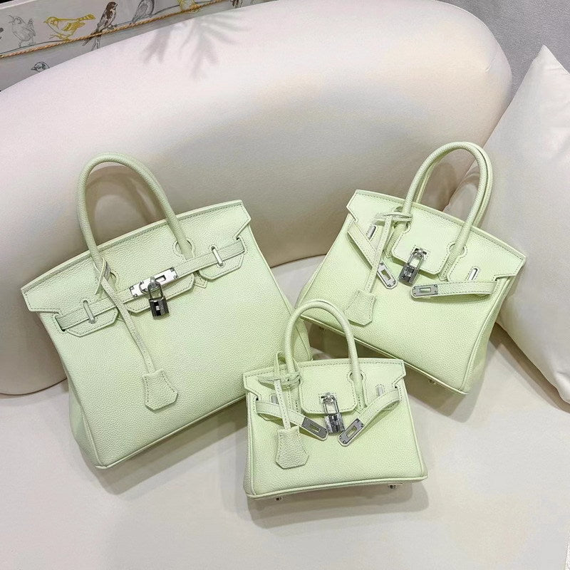 New Colors Genuine Leather Inspired Berkin Bag Silver Hardware