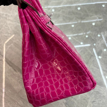 Crocodile Pattern Glossy Leather Handbags for Woman