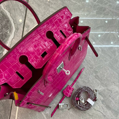 Crocodile Pattern Glossy Leather Handbags for Woman