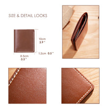 Load image into Gallery viewer, DIY Genuine Leather Wallet Size | 4 Card Slots Brown Leather Slim Wallet Size - POPSEWING™
