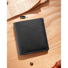 Load image into Gallery viewer, Black leather small bifold wallet | 4 card slots wallet kit DIY at home | POPSEWING™
