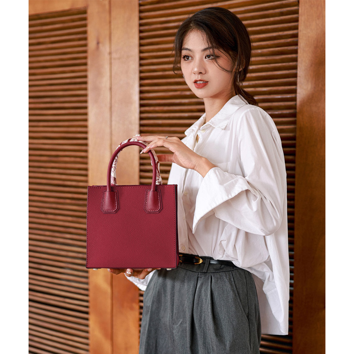 HANDSEWGIFT Top Grain Leather Mini Tote Handbag DIY Kit