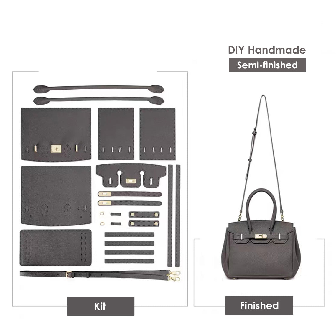 HANDSEWGIFT Top Grain Leather New Platinum Bag DIY Kit