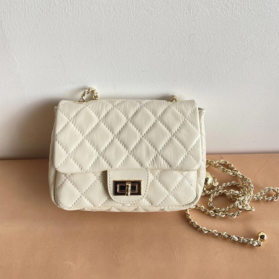 HANDSEWGIFT Top Grain Leather Small Quilted Chain Bag DIY Kit