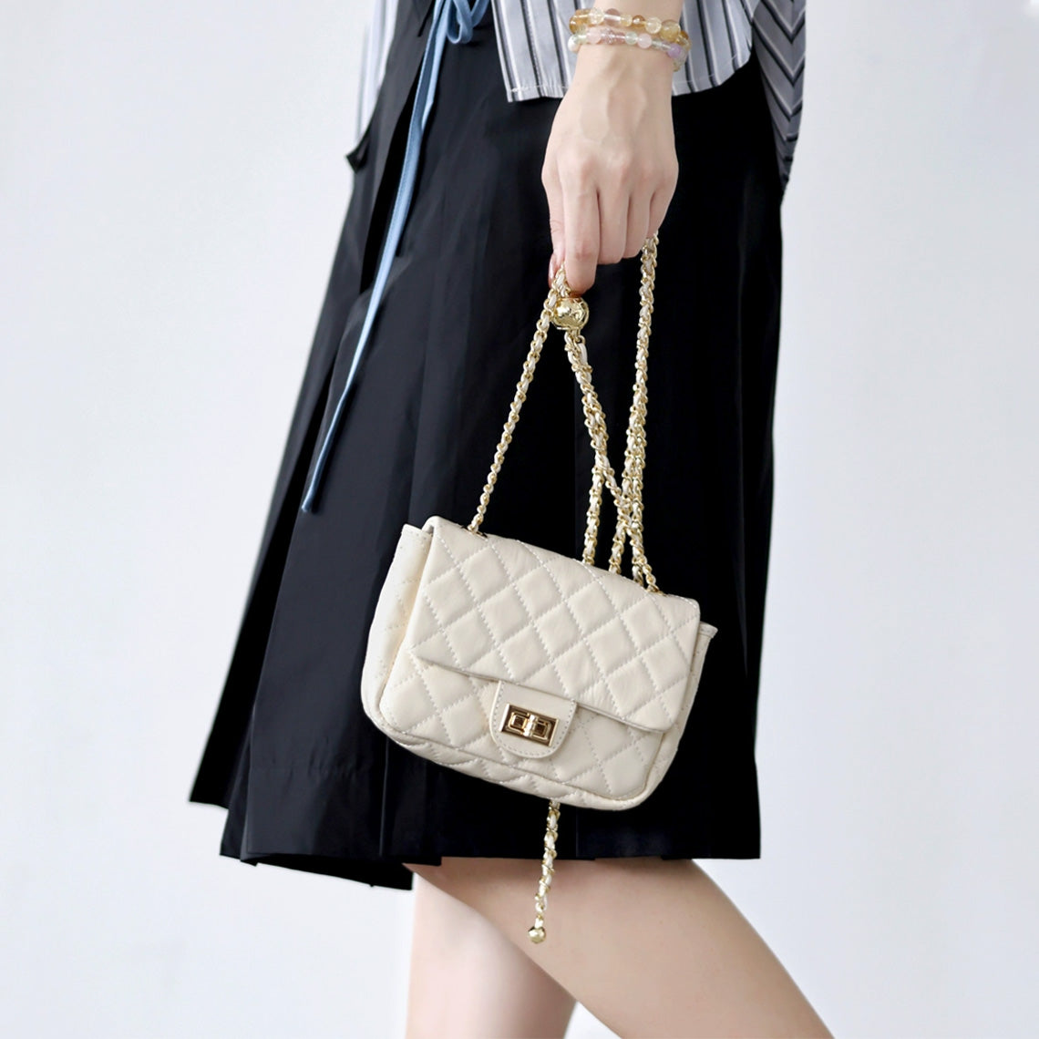 HANDSEWGIFT Top Grain Leather Small Quilted Chain Bag DIY Kit